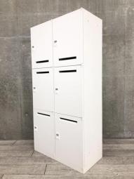 【フリーアドレスのオフィスにオススメ！6人用パーソナルロッカー入荷！】■オカムラ（okamura）　レクトライン　パーソナルロッカー　6人用　投函口あり　■ダイヤル錠　■ホワイト