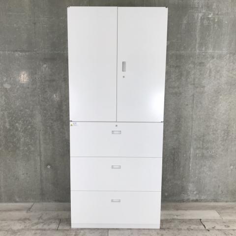 【中古】シンライン HTM-109HSS-W9　HTM-109AAS1-W9 イトーキ（ITOKI） ハイキャビネット／両開き＋3段ラテラル