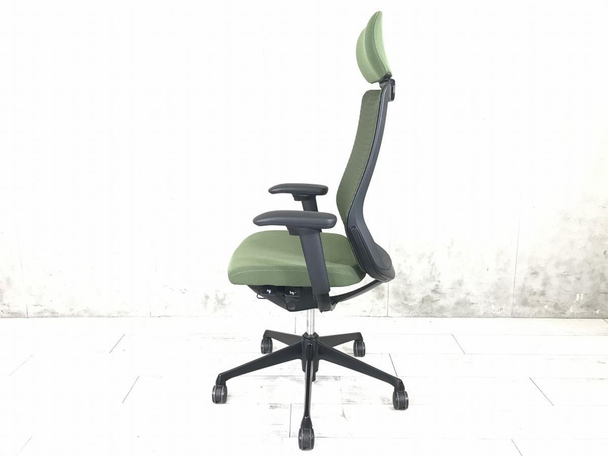 ah　オカムラ　コーラル　ライムグリーン　2018年 エクストラハイバック 中古 未使用新古品】オカムラ オフィスチェア コーラル エクストラ