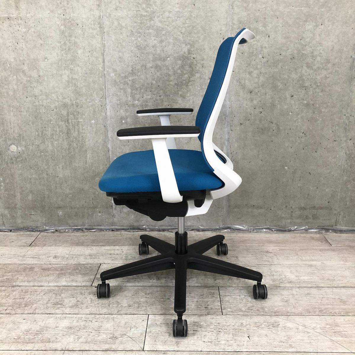 【たのめる便】KOKUYO Mitraミトラ チェア　肘付き★ブルー★ 中古】ミトラシリーズ コクヨ/KOKUYO 肘付ローバックチェア