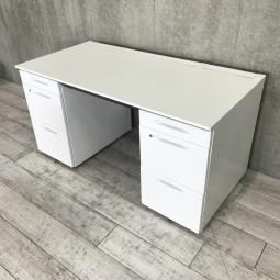 【収納スペース豊富で使いやすい！】■コクヨ　アイエスシリーズ　両袖デスク　W1400×D650×H720㎜　ホワイト　■省スペースに設置できる！奥行650mmタイプ入荷！【KOKUYO　iS】