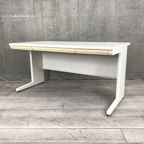 【中古】ワークデスク/パソコンデスク 幅114×奥行55×高さ80cm AFデスク 木目 幅140cm 奥行70cm ( オフィスデスク パソコン