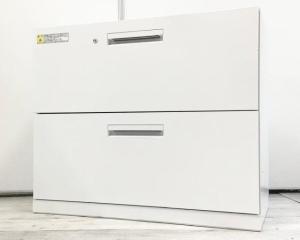 【倉庫在庫品】窓下におすすめ！　◆内田洋行 HSシリーズ　2段ラテラル書庫　/　ホワイト　/　引き出しタイプ　/　引き出し　/　収納　/　セット　/　格安　/　セール オフィスバスターズ　梅田本店