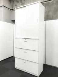 【省スペース化に嬉しい味方！2つ重ねてセットでの使用！】■イトーキ（ITOKI）　シンライン（THIN LINE）　引き違い(2枚引戸)+3段ラテラル　■ホワイト【AD】
