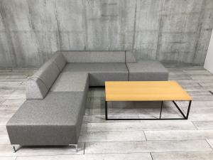 【カジュアルスタイルのソファセット！】■応接セット　ソファセット　コーナーソファ　■L字型ソファ　W2250×D2250（1人用×1・2人用×1・端用×2）　■テーブル付き　■色：グレー【ABW商材】【関東倉庫在庫品】【弊社使用欄：A01023778】