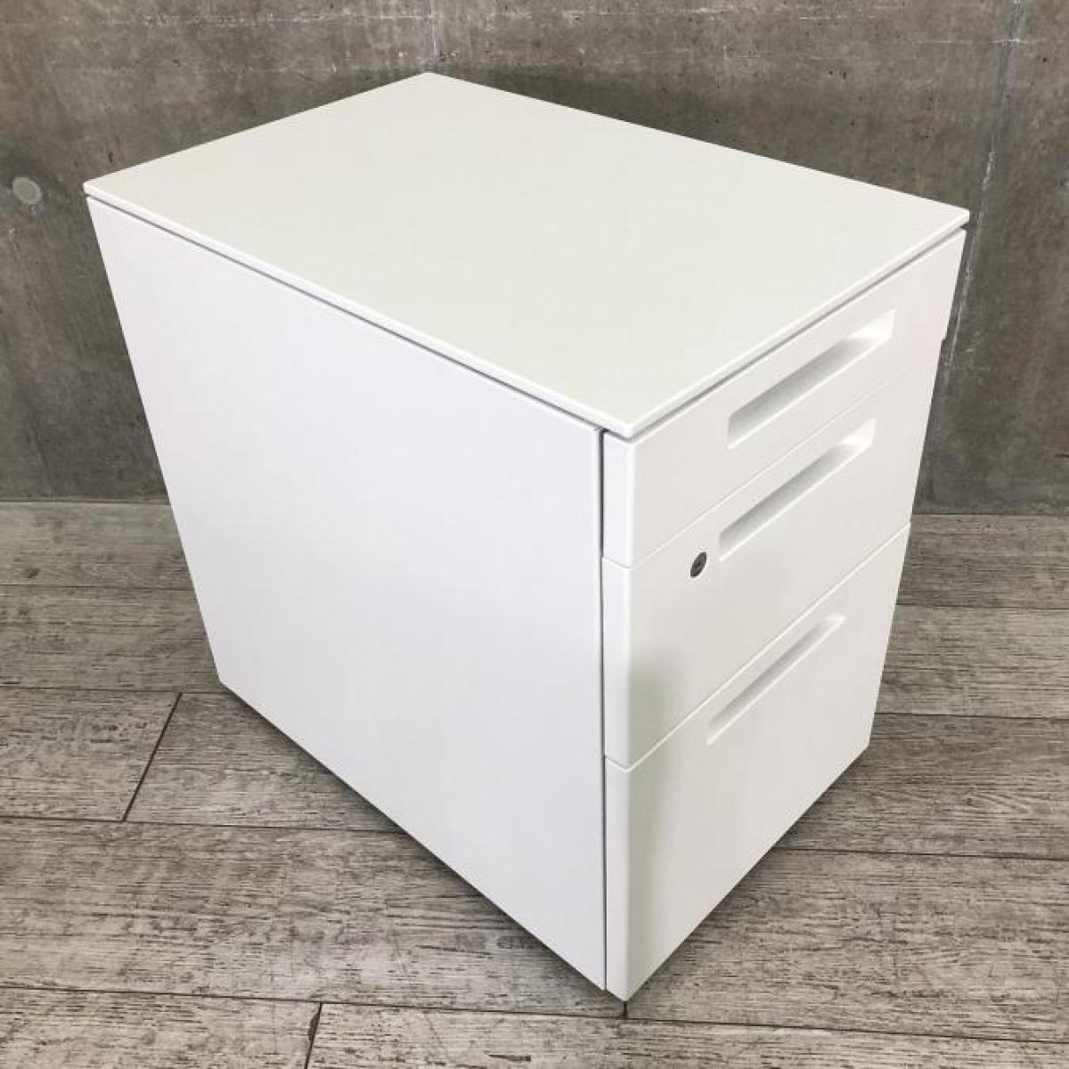オフィスにの本店 不思議な筒 白 3段脇机|中古オフィス家具販売・買取|オフィスエイド福屋