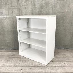 【視認性に優れたオープンキャビネット！おしゃれな天板付き！】■イトーキ（ITOKI）　エスキャビネット （eS CABINET）　オープン書庫　ローキャビネット　■本体:：ホワイト　天板：ホワイト木目調　■ベース付き