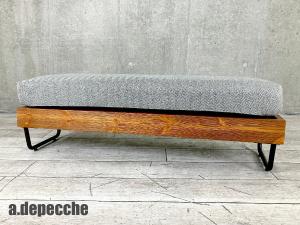 a.depeche / アデペシュ 　WARM bench/ウォーム ベンチ　インダストリアルスタイル　ヘリンボーンチャコールグレー