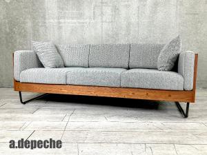 a.depeche / アデペシュ 　WARM 3 seat sofa/ウォーム 3シート ソファ　インダストリアルスタイル　ヘリンボーンチャコールグレー