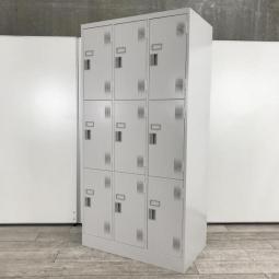 【増員・入替や従業員の多い会社様に大人気！多人数用9人更衣ロッカー(3列×3段)入荷！小物・シューズロッカーなど使い方様々！】■豊国工業製　TLKロッカー　9人用更衣ロッカー　■グレー　■シリンダー錠【弊社使用欄：A01027005】