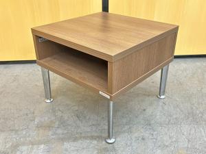 【小さな物を置ける小物台！】■オカムラ製　電話・プリンター台　W450サイズ角型　■天板：木目ブラウン【弊社使用欄：A01006805】