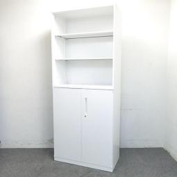 カタログも重要書類もこれ1セットで収納が可能です！
■内田洋行/HS（ハイパーストレージ）/ホワイト　書庫セット（オープン書庫＋両開き書庫）