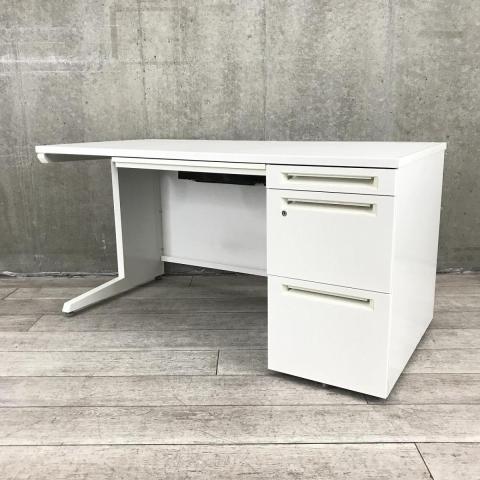 中古 おこもり個室デスク幅90 オフィス デスク 机 つくえ ホワイト ①② オフィスデスク スチールデスク 配線収納付き 平机 幅800 奥行