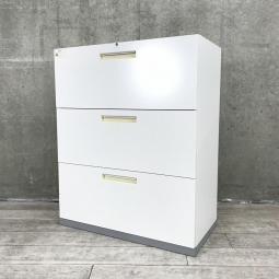 把手が大きく使いやすい！A4書類が大量に収納可能！3段ラテラルキャビネット！
■イナバ/TF/ホワイト　引き出し型キャビネット！