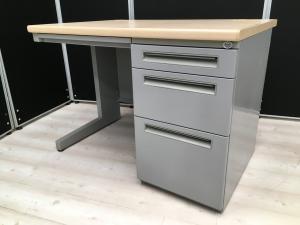 【在庫セール品・6台限定】■内田洋行/FEED　片袖机　幅1000㎜　■天板：ナチュラル　本体：ニューグレー