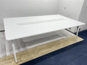 【6～8名様用におすすめ！2枚天板の配線ダクト付きのスマートな大型テーブル！】■内田洋行(ウチダ/UCHIDA)製　レムナ(LEMNA)　ミーティングテーブル　W2400×D1400㎜　■6～8名推奨　■ホワイト〈岐阜・愛知・三重・静岡・福井〉