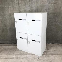 【鍵の持ち運び要らずで便利に使える！フレキシブルな働き方に対応！】■ウチダ（UCHIDA）　4人用パーソナルロッカー　■メール投函口付　■ダイヤル錠タイプ　■ホワイト