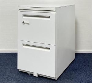 【関西倉庫在庫】　3段ワゴン　内田　STワゴン　ホワイト　ダイヤル錠　【弊社使用欄：A01029255】