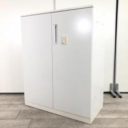 【収納物がひとめで分かる両開き戸タイプ！　国内メーカーのホワイト書庫が入荷しました！】■コクヨ（KOKUYO）製　エディア（EDIA）　■両開き書庫　■ホワイト　■ダイヤル錠　■天板付き