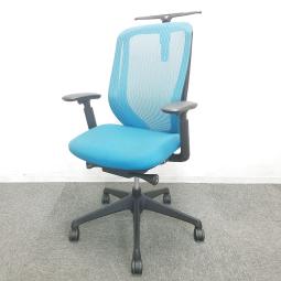 【関東倉庫在庫品】■オカムラ（okamura）製　シルフィー（Sylphy）チェア　肘付ハイバック　■背面メッシュ　■ブルーグリーン×ブラックシェル　■可動肘　■コートハンガー付【前傾機能チェアの代名詞！大人気シルフィーチェア！】