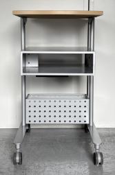 【在庫入替セール】【スタイリッシュな電話台！プロジェクターや消毒液置き場など使い道は色々です！】■ウチダ（UCHIDA）　電話・プリント台　■木目ナチュラル天板　本体シルバー　■キャスター付き【K8】