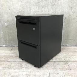 【デスク下の収納・書類管理に！】■プラス製　3段ワゴン　デスクインワゴン　W395×D585×H630㎜　シリンダー錠　ブラック　※デスク下に収まるサイズかご確認お願いします！