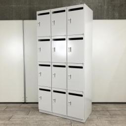 【⑫/25】【西】★納品・設置に関してご気軽にお問い合わせください！！！★【省スペースに嬉しい12人用ロッカーが入荷！】■ウチダ（UCHIDA）製　12人用ロッカー　パーソナルロッカー　■投函口付き　■W900×D450×H1860㎜　■オフホワイト　■シリンダー錠