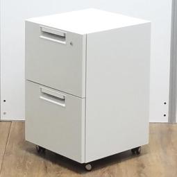 ★プラス製　リード（LEED）ホワイト　W390×D420×H630サイズ　シリンダー錠　手狭なオフィスでも使いやすい奥行スリムタイプが入荷いたしました！　フリアド用ワゴン　2段ワゴン！！【K8】