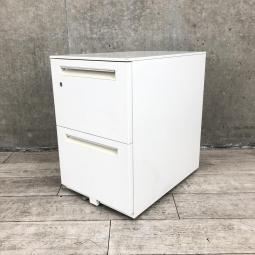 【書類が多いお客様におすすめのデスクインワゴン！】■ウチダ（UCHIDA）製　STシリーズ　2段ワゴン　■ホワイト　■シリンダー錠