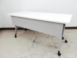【サイドスタックテーブル/ウチダ/プラッテ/W1500】　折り畳みテーブル　会議用テーブル　メーカー品　中古　ホワイト　オフィス
