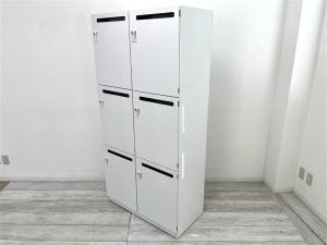 【定価約20万円以上】【ダイヤル錠付のためノートPC、書類などの貴重品も安心して収納可能！鍵の持ち運びも不要なためフレキシブルな働き方ができます。】■内田洋行/エルレジーナ　■ホワイト　■6人用パーソナルロッカー　■ダイヤル錠
