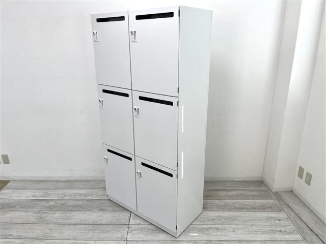 【定価約20万円以上】【ダイヤル錠付のためノートPC、書類などの貴重品も安心して収納可能！鍵の持ち運びも不要なためフレキシブルな働き方ができます。】■内田洋行/エルレジーナ　■ホワイト　■6人用パーソナルロッカー　■ダイヤル錠