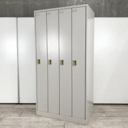 【部材欠品にて特別価格☆人気の4人用更衣ロッカー】■オカムラ（okamura）製　FZシリーズ　4人用更衣ロッカー　ライトスモーク　シリンダー錠　収納　福岡　博多　天神　九州最大級