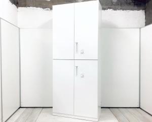 【鍵持ち運び不要で紛失リスク無し！】ファイル書類をスッキリ整理！上下で分けれられるため搬入もしやすい！上下両開き書庫セット
■コクヨ/エディア/ホワイト　ダイヤル錠　観音開き