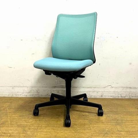 【在庫入替セール】【ロット入荷】オカムラ　フルーエント 　肘無し・ローバックモデル　背メッシュタイプ　クロス：セージ　フレーム：ブラック【愛知・名古屋・豊田・静岡・浜松】