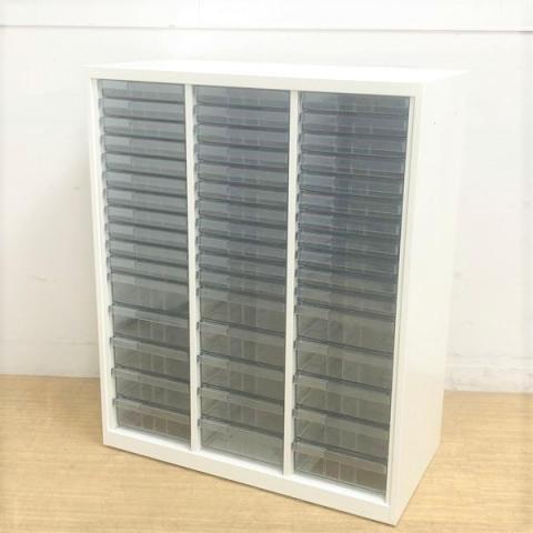 【中古】レクトライン  オカムラ（okamura） ローキャビネット／クリスタルトレー