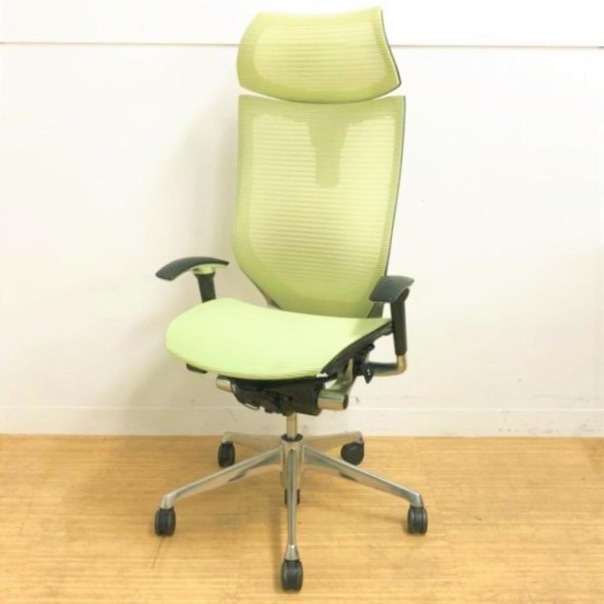 【在庫入替セール】【訳アリ商品】オカムラ｜バロンチェア｜グリーンカラー｜ヘッドレスト付き｜肘付きハイバックチェア！！
※実物の脚はシルバー脚になります。【T8】
                        バロンメッシュチェア
                                    中古
            