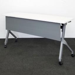【在庫入替セール品】オカムラ製サイドスタックテーブル！ 中古　テーブル　コロナウイルス　飛沫防止　テレワーク　セミナー　W1500　幕板付き　フラプター　ホワイト