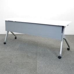 【在庫入替セール品】人気のスタックテーブル　オカムラ　フラプター　ホワイト　幕板付き　折り畳める　おすすめ！