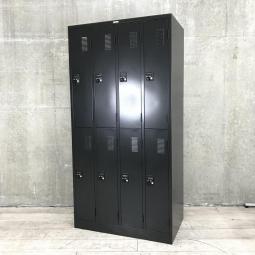 【ダイヤル錠式で鍵の持ち運び無し！１台で８人分の縦型収納ロッカー！】■更衣用ロッカー　8人用ロッカー　ダイヤル錠　※非常解錠キーは付属しておりません。　ブラック/ナイキ