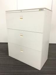 オカムラ　3段ラテラル/引き出し　キャビネット　ホワイト　SA　デュオライン　【外部倉庫在庫品】【BR】