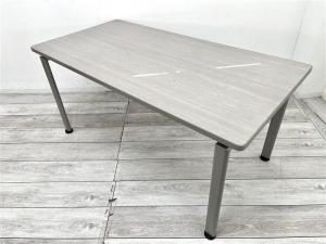 【定価約8万円】【オシャレなナチュラル天板のミーティングテーブル】■内田洋行/ST-3100　■ナチュラル　■W1500 D750 H700