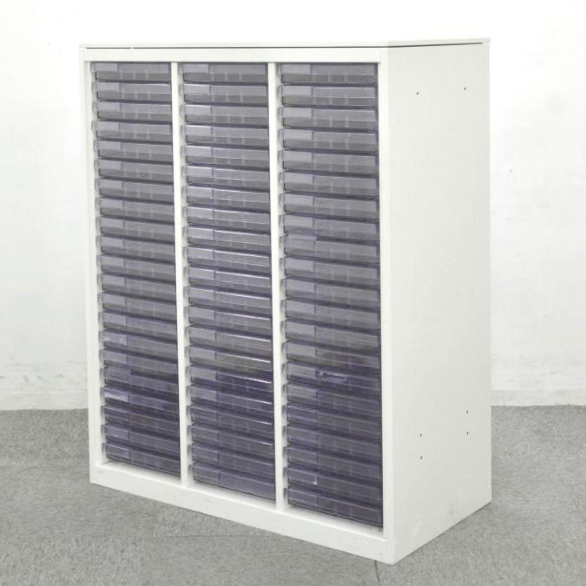 【希少！レクトラインシリーズのクリスタルトレー書庫です！】■オカムラ/レクトライン　クリスタルトレイ書庫　■浅型21段×3列オ　■ホワイト天板
                        レクトライン
                                    中古
            