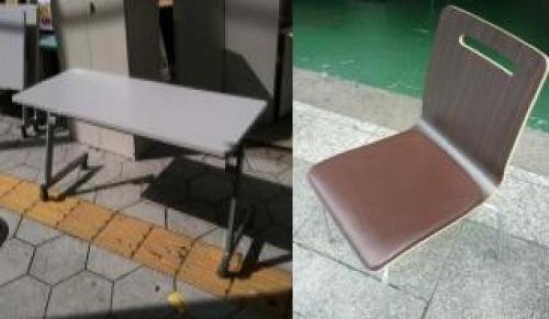 折りたたみテーブル＋ダークブラウンの木目調スタッキングチェア【会議チェア】
                                    中古
            