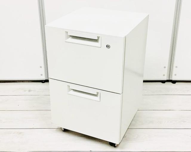 ☆奥行スリム！【省スペースタイプ入荷！】■プラス　リードシリーズ　2段ワゴン　ホワイト　W395×D420×H630mm　※擦りキズがあるためお安く！【サイドキャビネット】【ハイワゴン】【PLUS　LEED】【在庫入替セール品！（本在庫限定価格）】