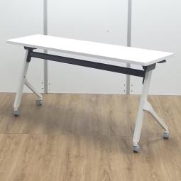 【西】オカムラ製　フラプターシリーズ　ホワイト　W1500/D450/H720サイズ　キャスター　平衡収納　会議室・セミナー 【チェア】【椅子】【イス】【事務椅子】【デスク】【机】【書庫】【書棚】【棚】【ラック】【収納】【格安】【安い】【メーカー】【レイアウト変更】【模様替え】【福岡オフィス家具】【福岡中古家具】【中古事務什器】【中古チェア】【中古椅子】