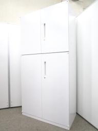 【在庫セール品・1台限定】【T9】■ウチダ（UCHIDA）　HSシリーズ　上下両開き書庫セット　ハイキャビネット　■H1820㎜　■ホワイト　■シリンダー錠【視認性に優れた両開きの書庫セット！】