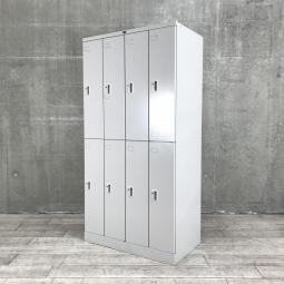 【上下で省スペースに設置！個人の荷物や上着の収納に！】 ■ウチダ（UCHIDA）製　システムロッカーシリーズ　NF型　8人用ロッカー　更衣用　■シリンダー錠　■グレー