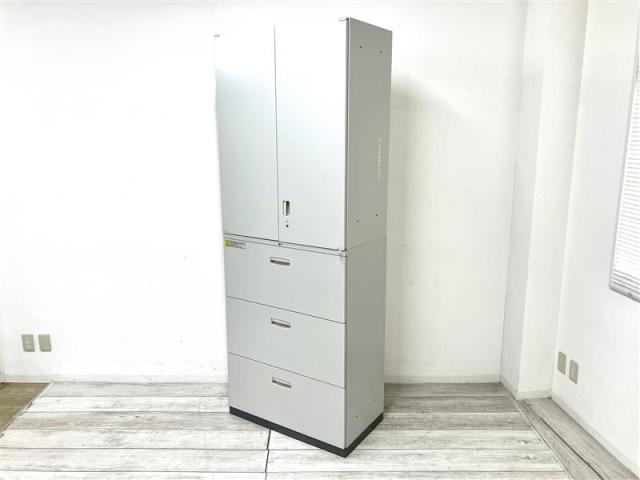 【中古】HSシリーズ  ウチダ（UCHIDA) ハイキャビネット／両開き＋3段ラテラル