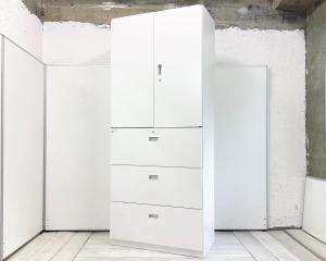 【1セット限定】【定番書庫セット】大人気／定番　◆ITOKI／イトーキ　◆THIN LINE CABINET／シンラインキャビネット【上置き両開き】【下置き3段ラテラル】ホワイト/シリンダー錠